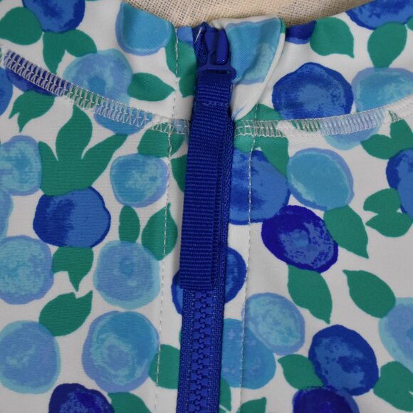 J.CREW Top Blouse 2X Blue Geometric Print Zip Front Long Sleeve Machine Wash - Picture 5 of 6